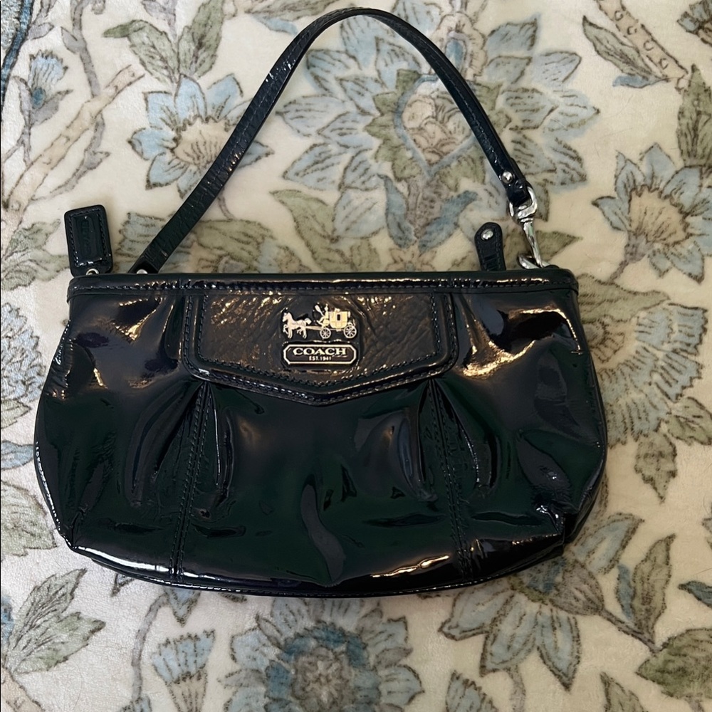 Coach Navy Patent Leather Wristlet